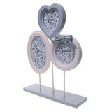 Maxbell Set of 3pcs Wooden Photo Picture Frame Free Standing Oval Love Heart Shape