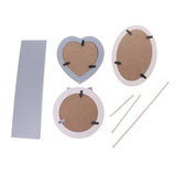 Maxbell Set of 3pcs Wooden Photo Picture Frame Free Standing Oval Love Heart Shape