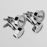 Maxbell Mens Wedding Jewelry Cuff Links Wedding Silver Round Photo Button Cufflinks