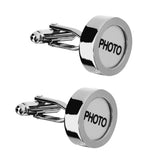 Maxbell Mens Wedding Jewelry Cuff Links Wedding Silver Round Photo Button Cufflinks