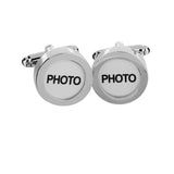 Maxbell Mens Wedding Jewelry Cuff Links Wedding Silver Round Photo Button Cufflinks