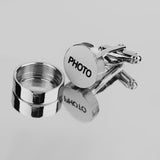 Maxbell Mens Wedding Jewelry Cuff Links Wedding Silver Round Photo Button Cufflinks