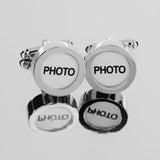 Maxbell Mens Wedding Jewelry Cuff Links Wedding Silver Round Photo Button Cufflinks