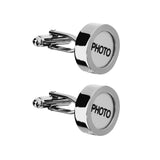 Maxbell Mens Wedding Jewelry Cuff Links Wedding Silver Round Photo Button Cufflinks