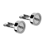 Maxbell Mens Wedding Jewelry Cuff Links Wedding Silver Round Photo Button Cufflinks