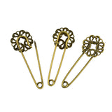 Maxbell Hot Wholesale 10pcs Filigree Flower Brooches Blank Pins DIY Jewelry Findings