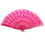 Maxbell Handmade Spanish Wedding Party Gift Flower Pattern Folding Lace Hand Fan Rose