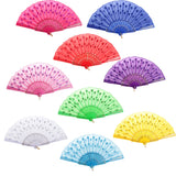 Maxbell Handmade Spanish Wedding Party Gift Flower Pattern Folding Lace Hand Fan Rose