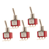 Maxbell 120VAC 5A, 250VAC 2A On/On 3 PIN SPDT Mini Toggle Switch Red 5pcs