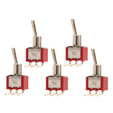Maxbell 120VAC 5A, 250VAC 2A On/On 3 PIN SPDT Mini Toggle Switch Red 5pcs