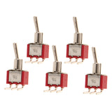 Maxbell 120VAC 5A, 250VAC 2A On/On 3 PIN SPDT Mini Toggle Switch Red 5pcs