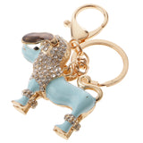 Maxbell Purse Handbag Car Chain Gift Poodle Dog Keychain Keyring Charm Crystal Pendant Blue