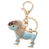 Maxbell Purse Handbag Car Chain Gift Poodle Dog Keychain Keyring Charm Crystal Pendant Blue