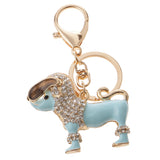 Maxbell Purse Handbag Car Chain Gift Poodle Dog Keychain Keyring Charm Crystal Pendant Blue