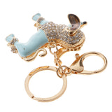 Maxbell Purse Handbag Car Chain Gift Poodle Dog Keychain Keyring Charm Crystal Pendant Blue