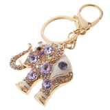 Maxbell Elephant Keychain Crystal Keyring Key Ring Chain Keyfob Bag Charm Pendant Purple