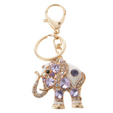 Maxbell Elephant Keychain Crystal Keyring Key Ring Chain Keyfob Bag Charm Pendant Purple