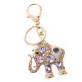 Maxbell Elephant Keychain Crystal Keyring Key Ring Chain Keyfob Bag Charm Pendant Purple