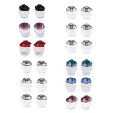 Maxbell 24pcs Multicolor Sparkling Fashion Crystal Round Magnetic Clip On 4mm Stud Earring Set for Men/Women