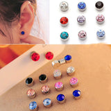 Maxbell 24pcs Multicolor Sparkling Fashion Crystal Round Magnetic Clip On 4mm Stud Earring Set for Men/Women