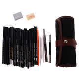Maxbell Set of 30 Charcoal Sketch Pencils Extender Eraser Paper Pen Art Artists Drawing Bag