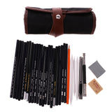Maxbell Set of 30 Charcoal Sketch Pencils Extender Eraser Paper Pen Art Artists Drawing Bag