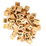 Maxbell Pack of 100 Wooden Puzzles Numbers Tiles Black Letters Cube Blocks Embellishments for Crafts Kids Creative Game Toy