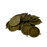 Maxbell 20Pcs/Lot Retro Blank Round Bezel Tray Base 25mm Cabochon Necklace Pendant Jewelry DIY