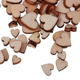 Maxbell 100pcs Assorted Size Wooden Shape Hearts Embellishments for Crafts