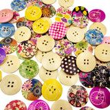 Maxbell 25 Pieces Wooden Round 4-holes Decorative Buttons for Scrapbooking Sewing Decoration 30mm