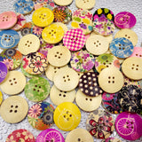 Maxbell 25 Pieces Wooden Round 4-holes Decorative Buttons for Scrapbooking Sewing Decoration 30mm