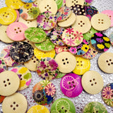 Maxbell 25 Pieces Wooden Round 4-holes Decorative Buttons for Scrapbooking Sewing Decoration 30mm