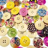 Maxbell 25 Pieces Wooden Round 4-holes Decorative Buttons for Scrapbooking Sewing Decoration 30mm