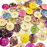 Maxbell 25 Pieces Wooden Round 4-holes Decorative Buttons for Scrapbooking Sewing Decoration 30mm