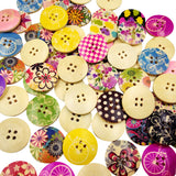 Maxbell 25 Pieces Wooden Round 4-holes Decorative Buttons for Scrapbooking Sewing Decoration 30mm