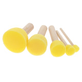 Maxbell 5Pcs/Set Kids Sponge Paint Brush Wooden Handle Children Painting Graffiti