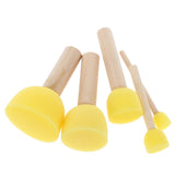 Maxbell 5Pcs/Set Kids Sponge Paint Brush Wooden Handle Children Painting Graffiti