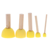 Maxbell 5Pcs/Set Kids Sponge Paint Brush Wooden Handle Children Painting Graffiti