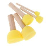 Maxbell 5Pcs/Set Kids Sponge Paint Brush Wooden Handle Children Painting Graffiti