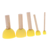 Maxbell 5Pcs/Set Kids Sponge Paint Brush Wooden Handle Children Painting Graffiti