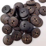 Maxbell 50 Pieces Vintage Round Flower Floral 2 Holes Wood Sewing Buttons Clothes Accessories 18mm