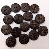 Maxbell 50 Pieces Vintage Round Flower Floral 2 Holes Wood Sewing Buttons Clothes Accessories 18mm