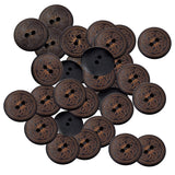 Maxbell 50 Pieces Vintage Round Flower Floral 2 Holes Wood Sewing Buttons Clothes Accessories 18mm