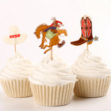 Maxbell Set of 24pcs Cowboy Theme Cupcake Picks Cake Toppers Baby Shower Party Decoration