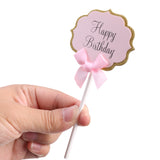 Maxbell 10pcs/Lot Lovely Glitter Happy Birthday Cupcake Food Picks Wedding Party Cake Topper Favors Supplies