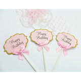 Maxbell 10pcs/Lot Lovely Glitter Happy Birthday Cupcake Food Picks Wedding Party Cake Topper Favors Supplies