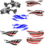 Maxbell 2 Pieces Shark Mouth Decals Sticker Fishing Boat Canoe Kayak Graphics Accessories - Waterproof and Durable