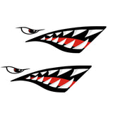 Maxbell 2 Pieces Shark Mouth Decals Sticker Fishing Boat Canoe Kayak Graphics Accessories - Waterproof and Durable