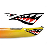 Maxbell 2 Pieces Shark Mouth Decals Sticker Fishing Boat Canoe Kayak Graphics Accessories - Waterproof and Durable