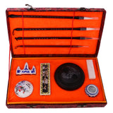 Maxbell Chinese Calligraphy Set Inkstone + Writing and Painting Brush + Ink Block + Seal + Inkpad + Pen Rack + Water Bowl (Basic)